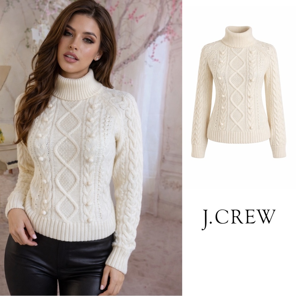 J Crew Azra Cable Knit Pull Over Sweater